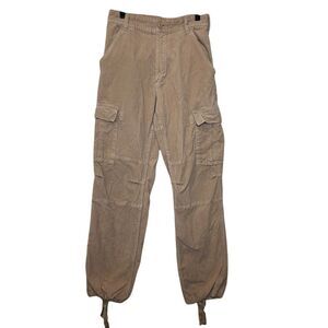 J Galt Shanghai Tan High Rise Corduroy‎ Cargo Tie Joggers Pants Size Small
